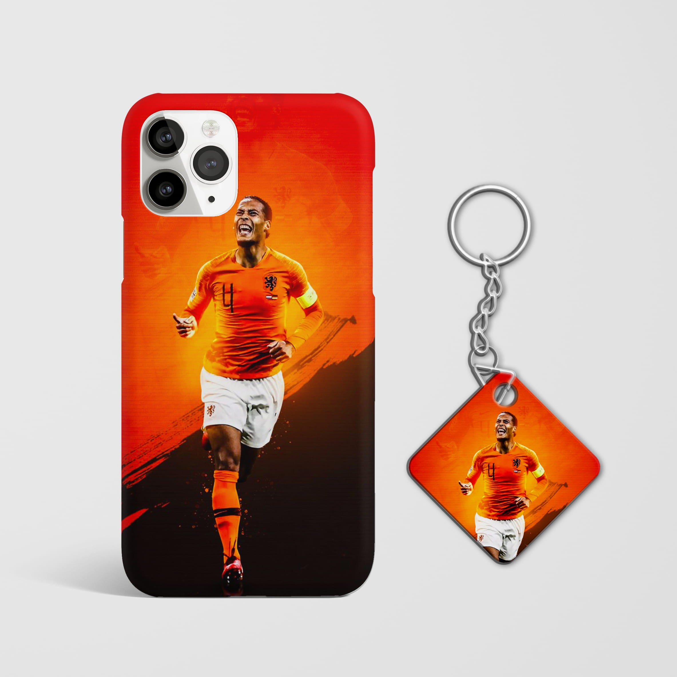 Virgil van Dijk football phone case with Keychain