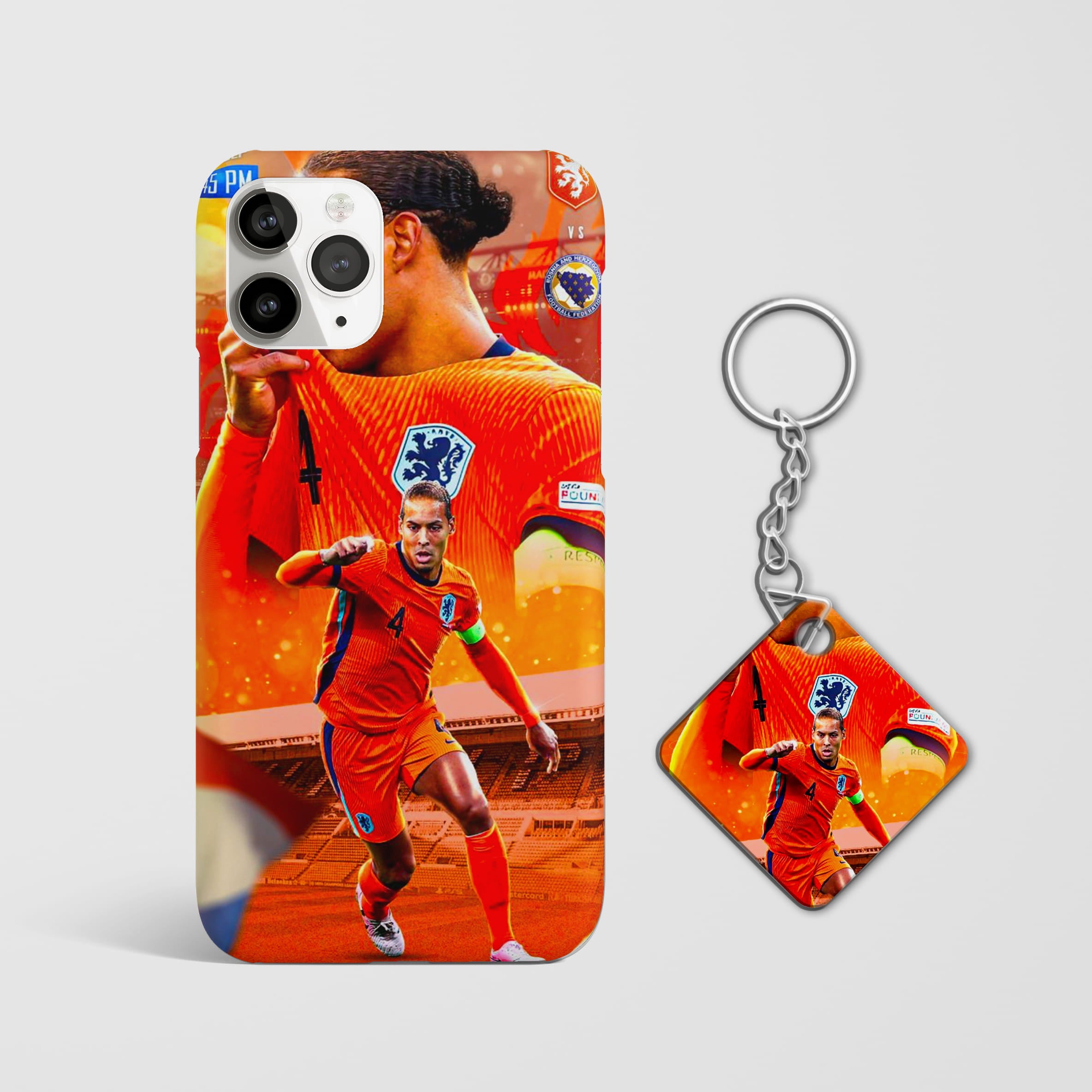 Netherlands football player mobile phone cover with Keychain