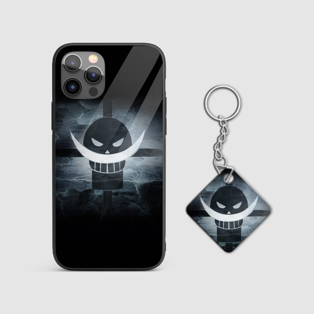 Close-up of the Whitebeard emblem on a robust silicone armored phone case with Keychain.