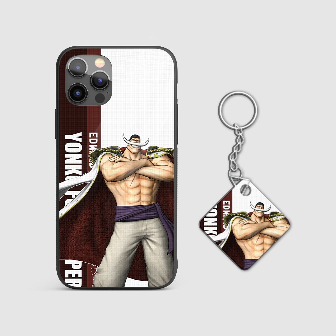 Detailed graphic of Whitebeard in his prime on the silicone armored phone case with Keychain.