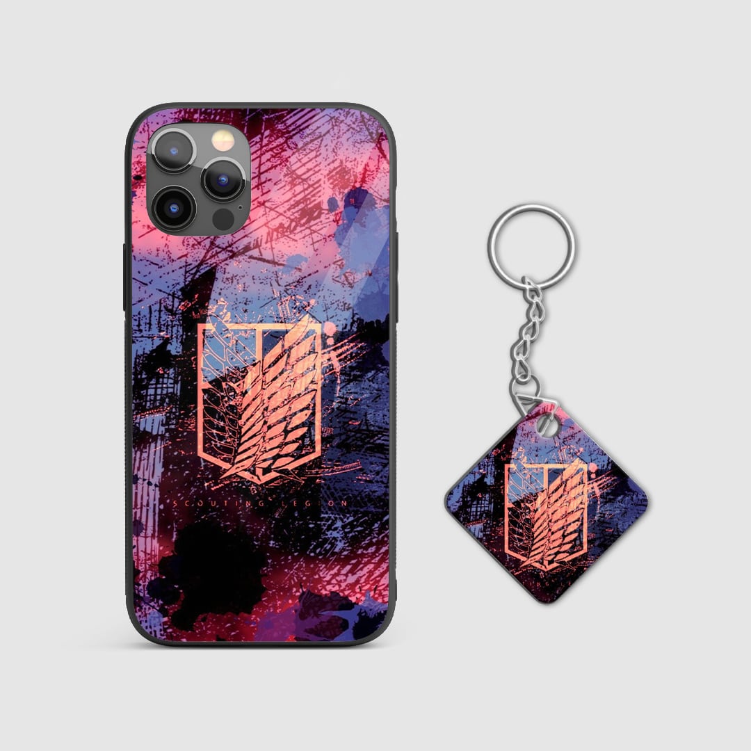 Beautiful aesthetic design of wings from Attack on Titan on a durable silicone phone case with Keychain.