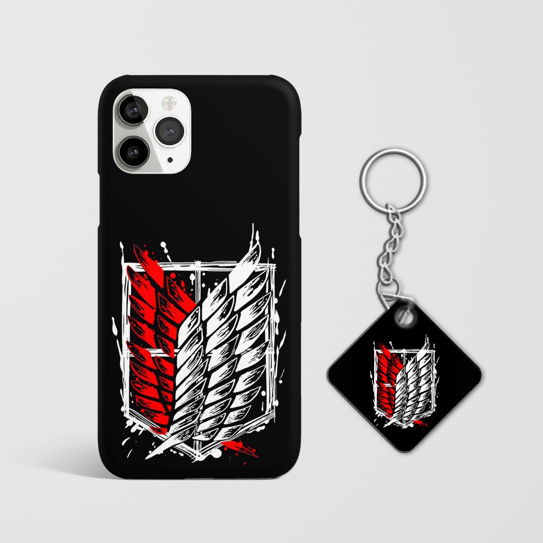 Back view showing minimal Wings of Freedom logo from AOT with Keychain.