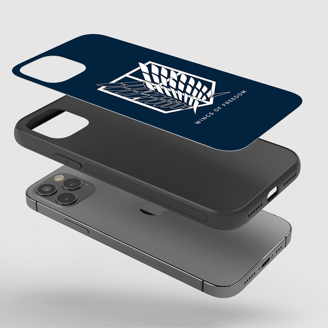 Wings of Freedom Phone Case installed on a smartphone, offering robust protection and an iconic design.