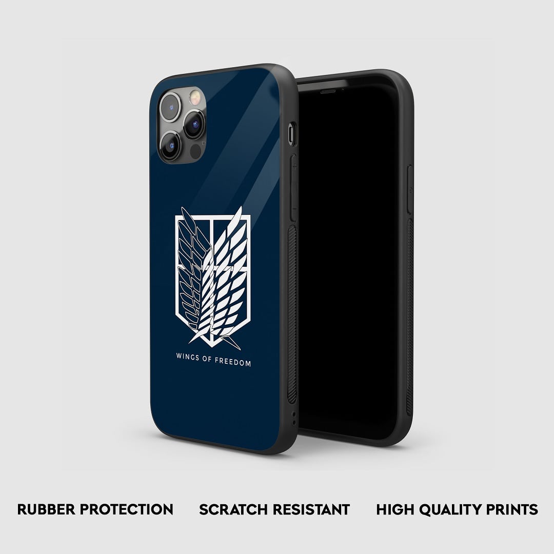Side view of the Wings of Freedom Armored Phone Case, highlighting its thick, protective silicone material.