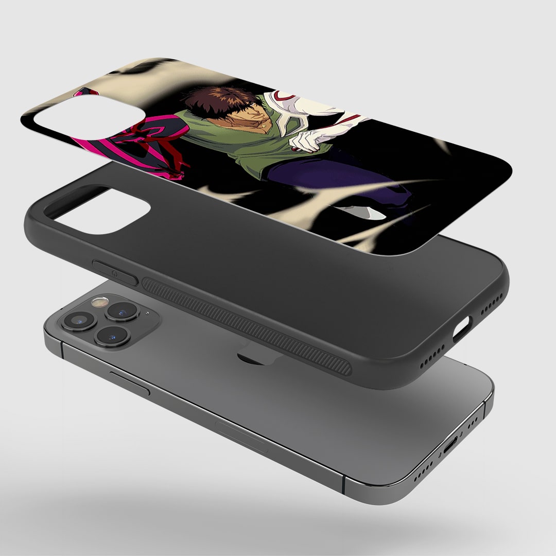 Yasutora Sado Phone Case installed on a smartphone, offering robust protection and a powerful design.