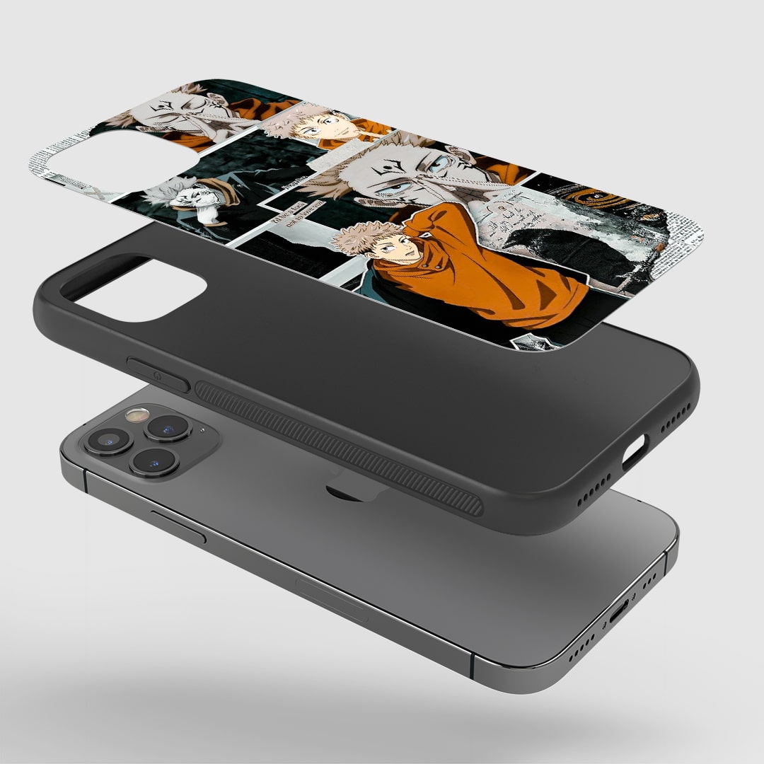 Yuji Itadori Collage Phone Case installed on a smartphone, ensuring accessibility to all buttons and ports.