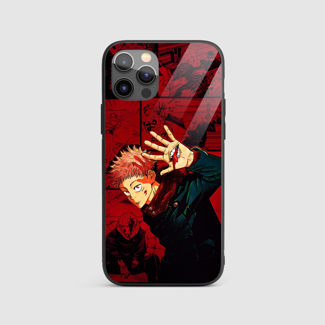 Yuji Itadori Silicone Armored Phone Case featuring a vibrant depiction of Yuji in action.