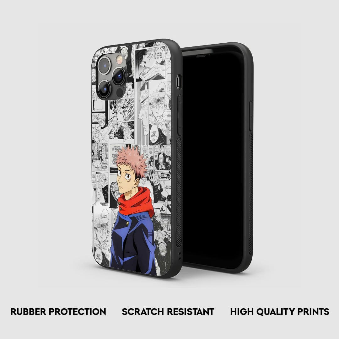Side view of the Yuji Itadori Manga Armored Phone Case, highlighting its thick, protective silicone.