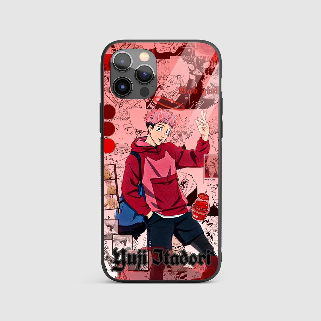 Yuji Red Theme Silicone Armored Phone Case featuring a bold, vibrant red color inspired by Yuji Itadori.