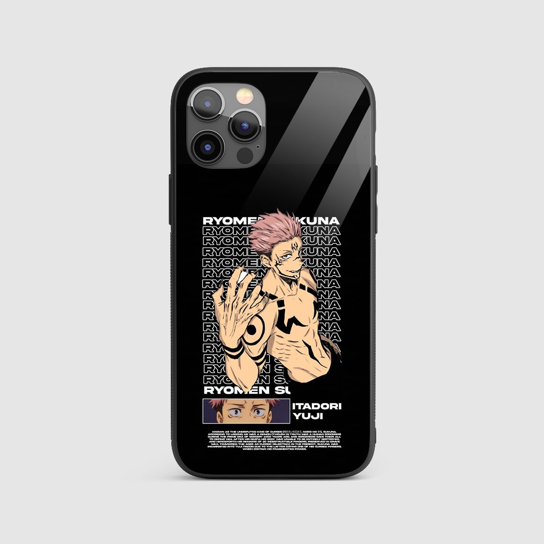 Ryomen Sukuna Pattern Silicone Armored Phone Case featuring Sukuna's iconic curse markings.