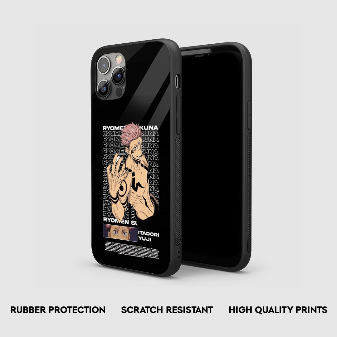Side view of the Ryomen Sukuna Pattern Armored Phone Case, highlighting its thick, protective silicone.