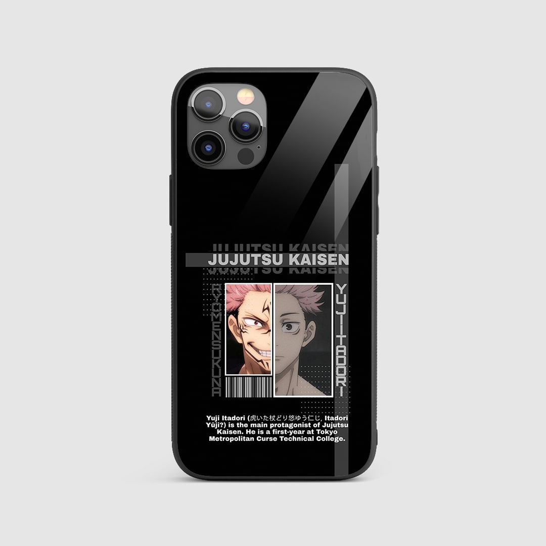 Yuji Itadori Synopsis Silicone Armored Phone Case featuring key moments from his Jujutsu Kaisen journey.