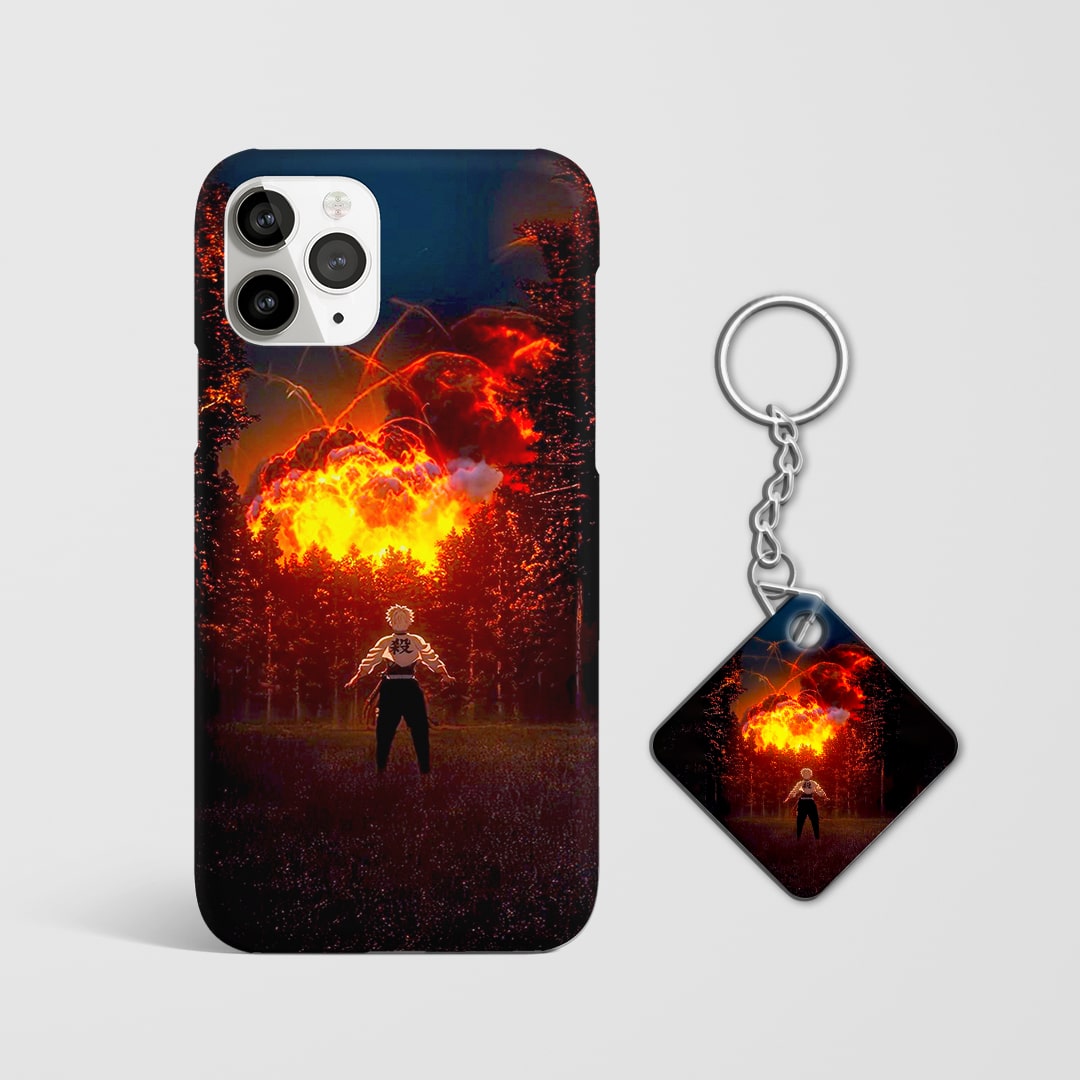 Back design of Demon Slayer Zenitsu Blast case with Keychain