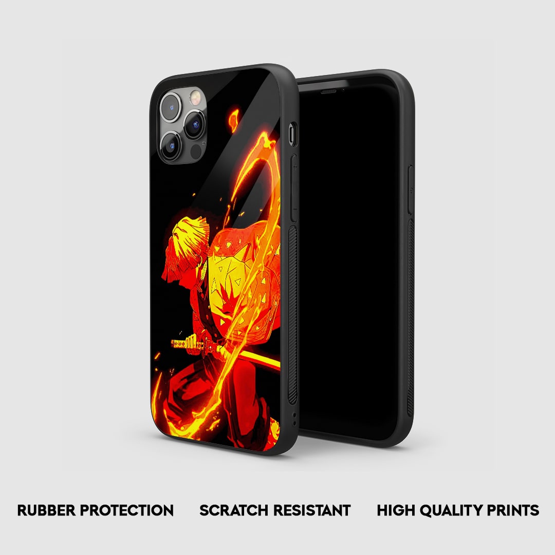 Side angle of Zenitsu Bright Flame anime armored phone case