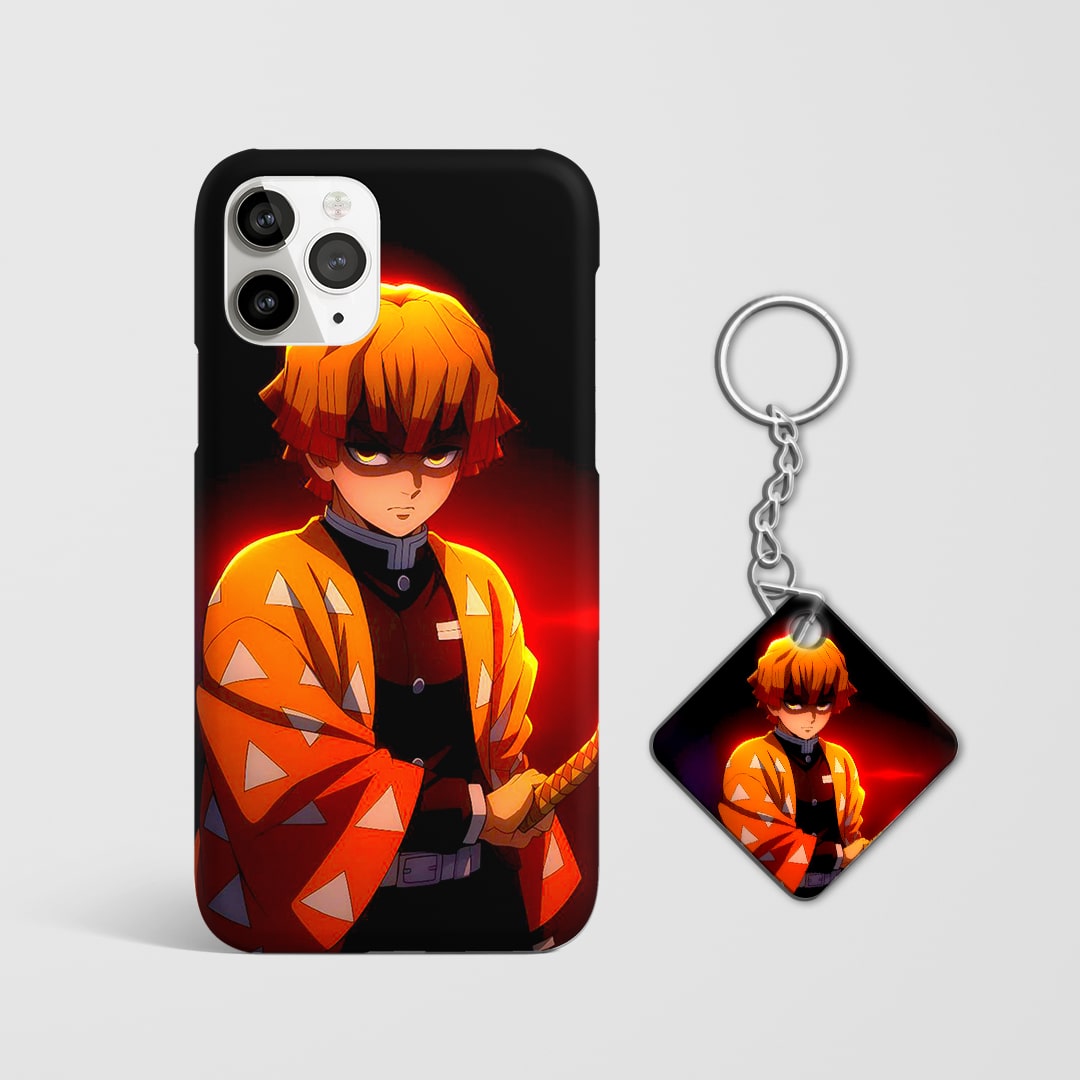 Anime Zenitsu Glowing phone case with Keychain