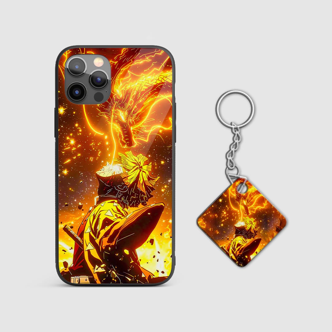Lightning Effect Zenitsu Anime Printed Silicone Case with Keychian