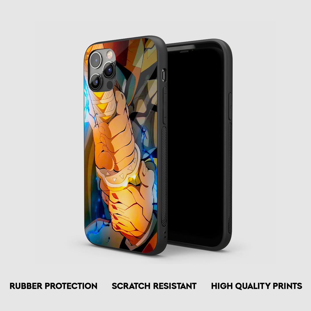 Side angle of Zenitsu Nichirin Blade anime armored phone case