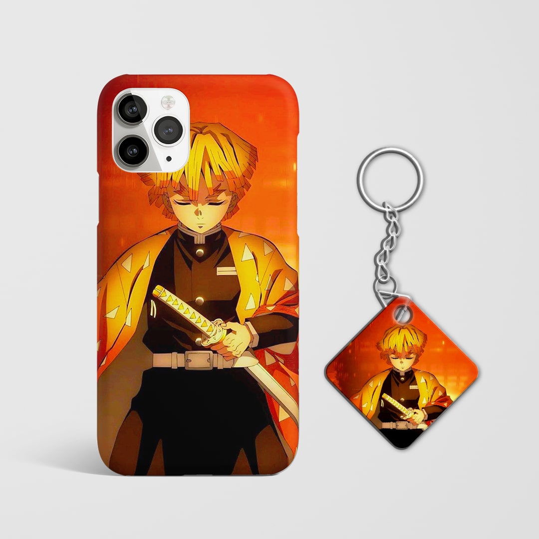 Durable Zenitsu Sword phone cover with Keychain
