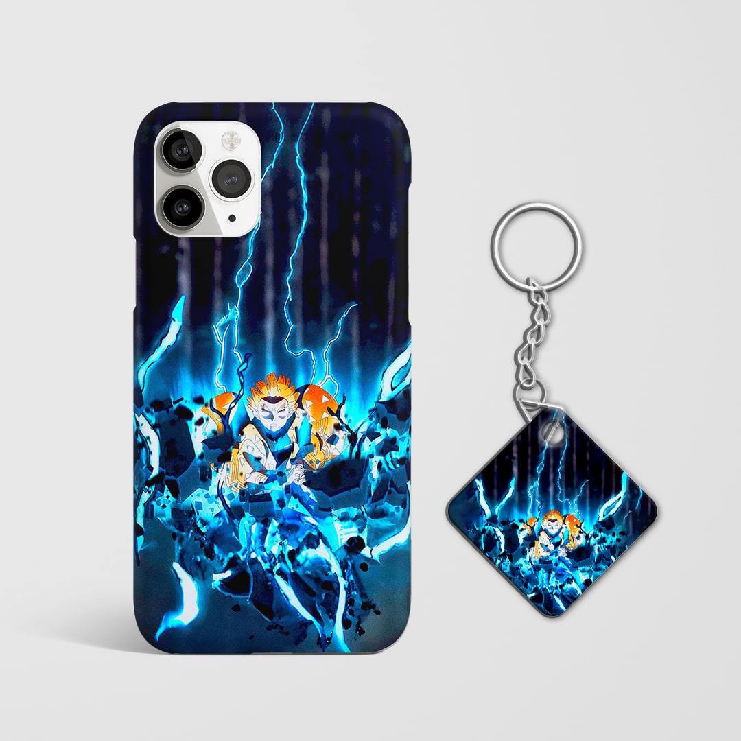 Back design of Demon Slayer Zenitsu Thunder Breathing case with Keychain