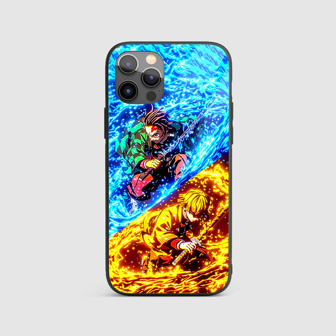Zenitsu x Tanjiro Silicone Armored Phone Case front design