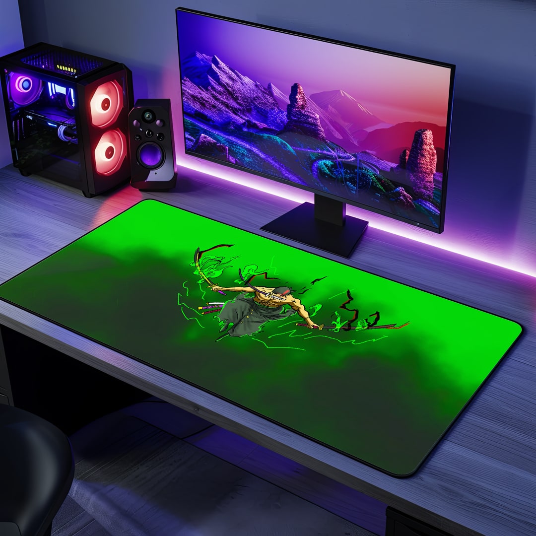 Zoro Three Sword Style Desk Mat with bold anime design