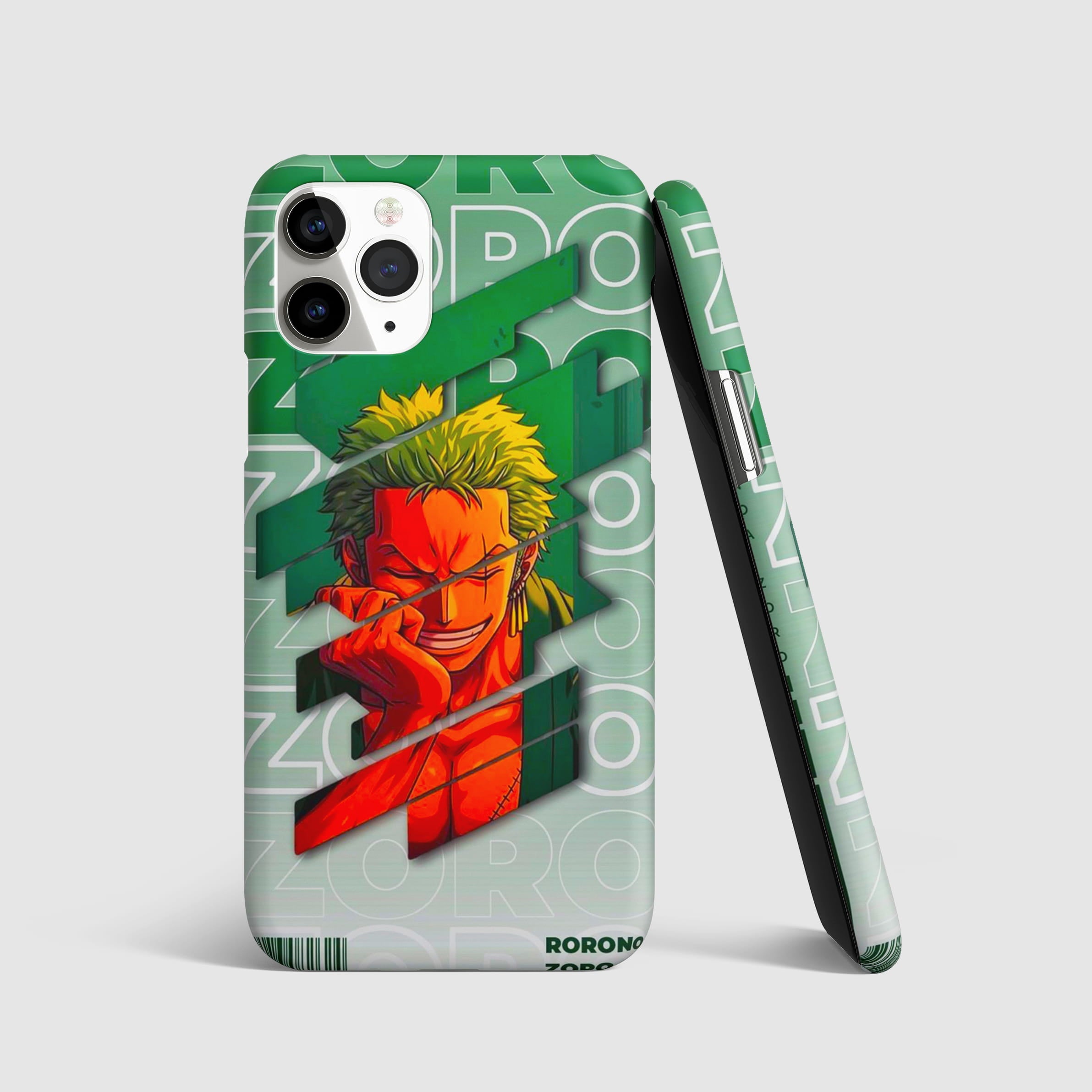 Zoro green aura minimal anime phone cover design