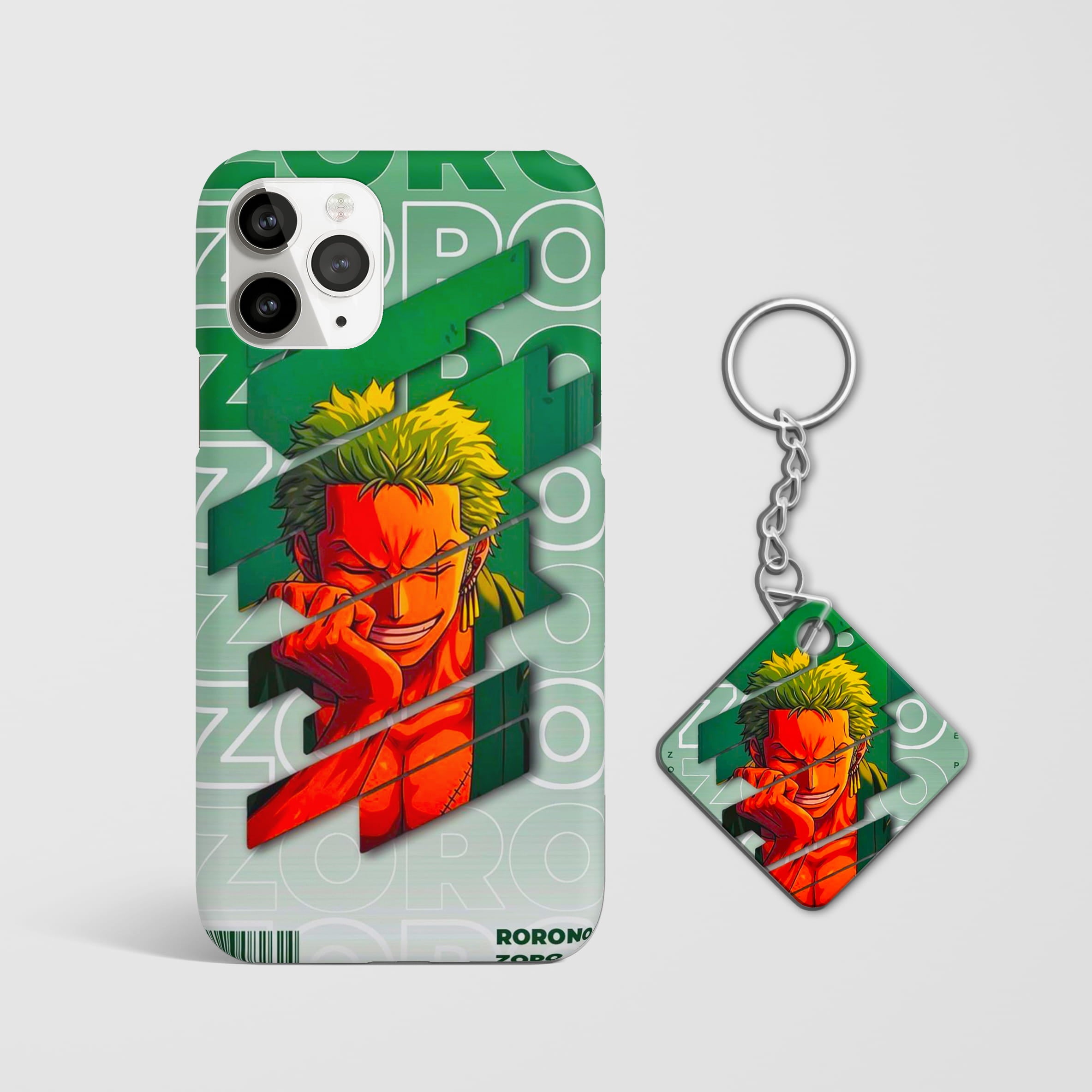 Roronoa zoro green glow minimalist phone case with Keychain
