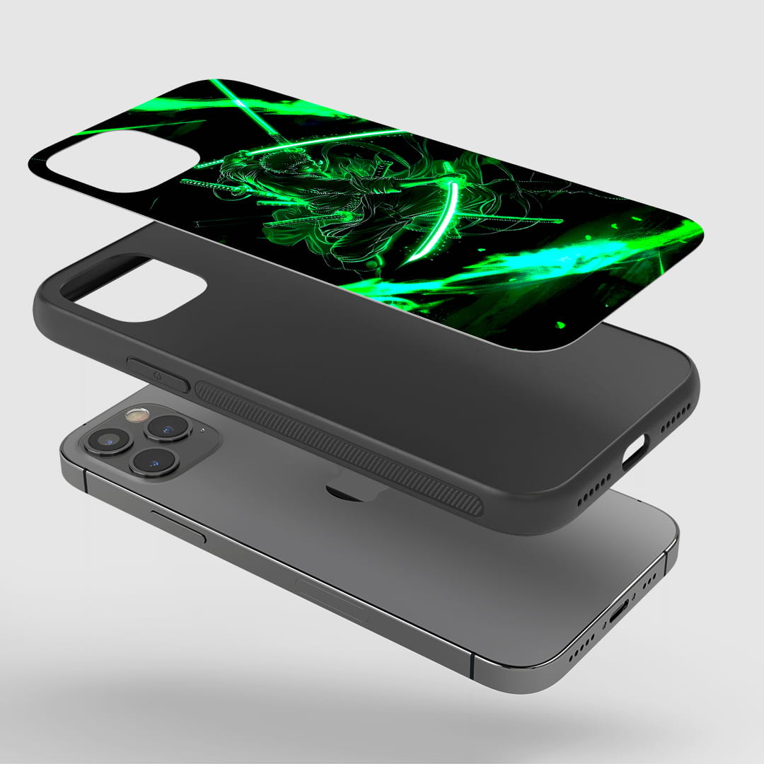 Shock-resistant silicone case with HD green lightning artwork