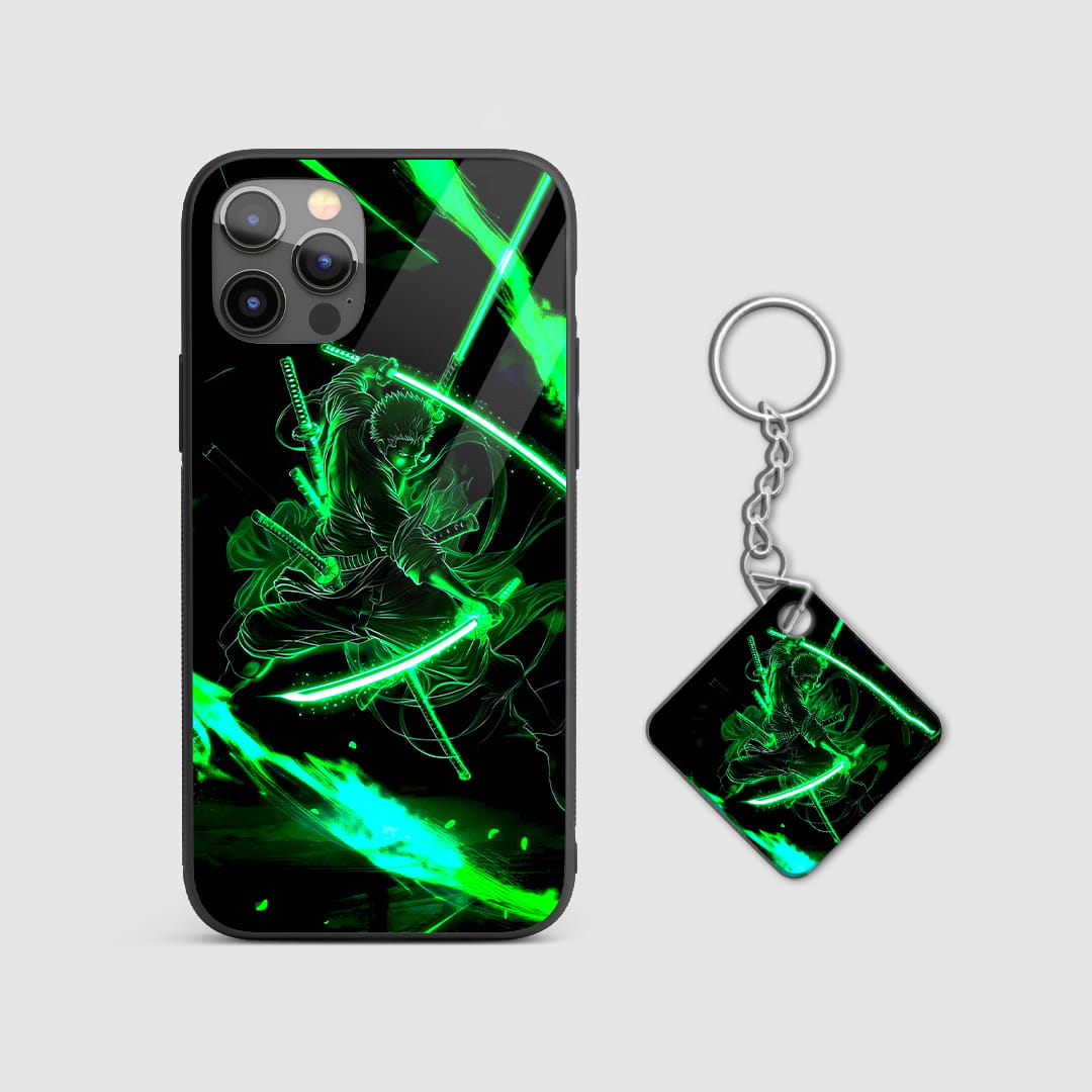 Durable anime armor case featuring Roronoa Zoro with Keychain