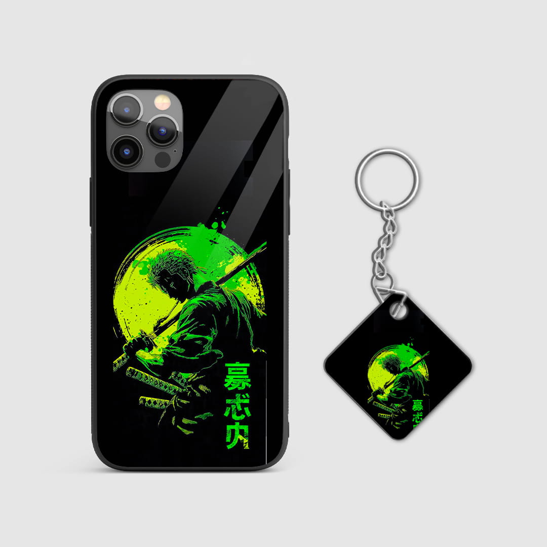 Durable anime armor case featuring Roronoa Zoro with Keychain