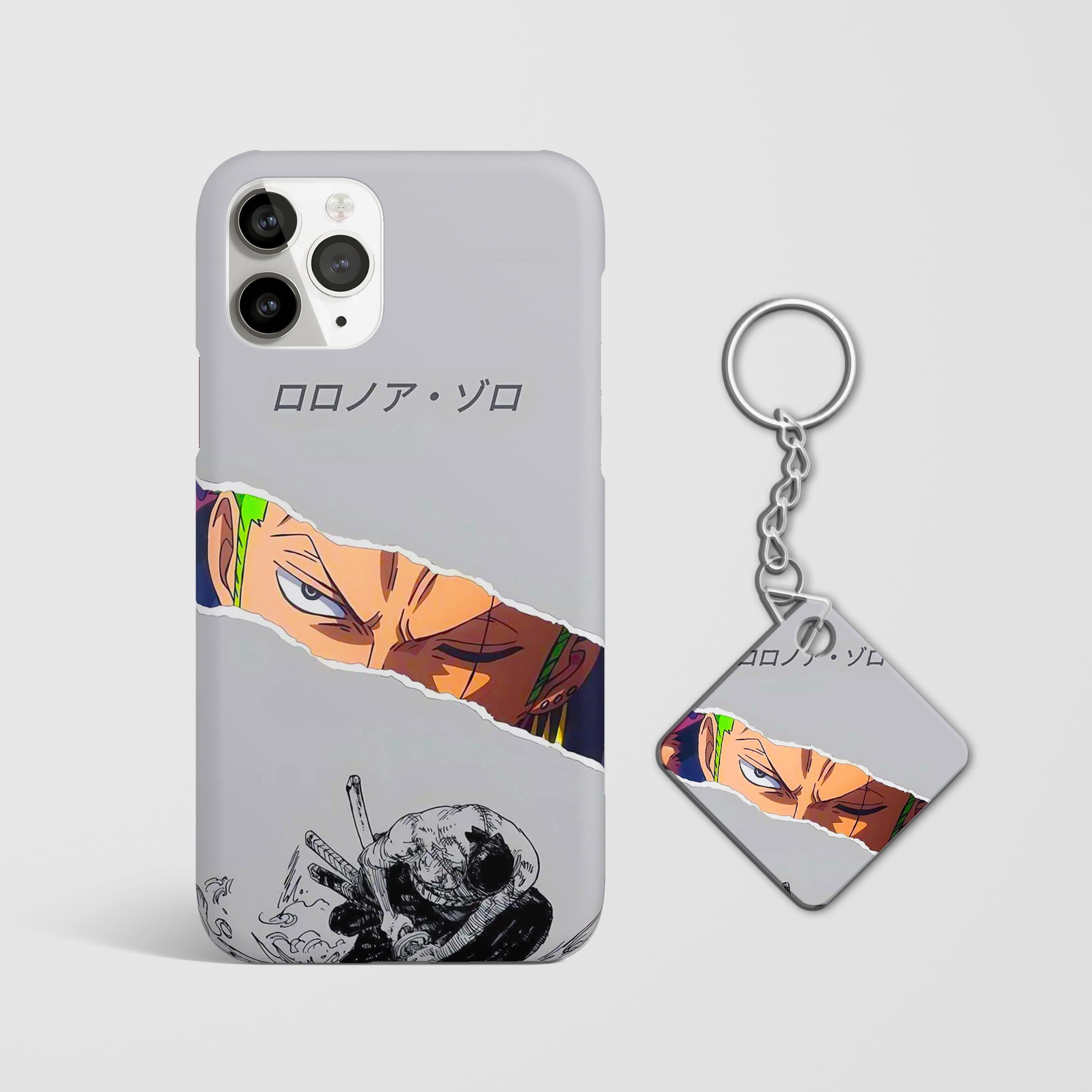 One piece zoro aesthetic minimal mobile cover with Keychain
