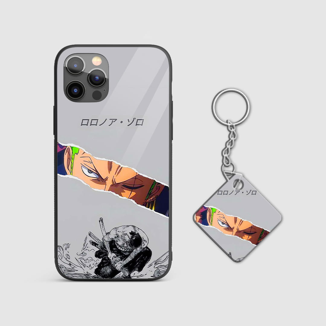 Durable anime armor case featuring Roronoa Zoro with Keychain