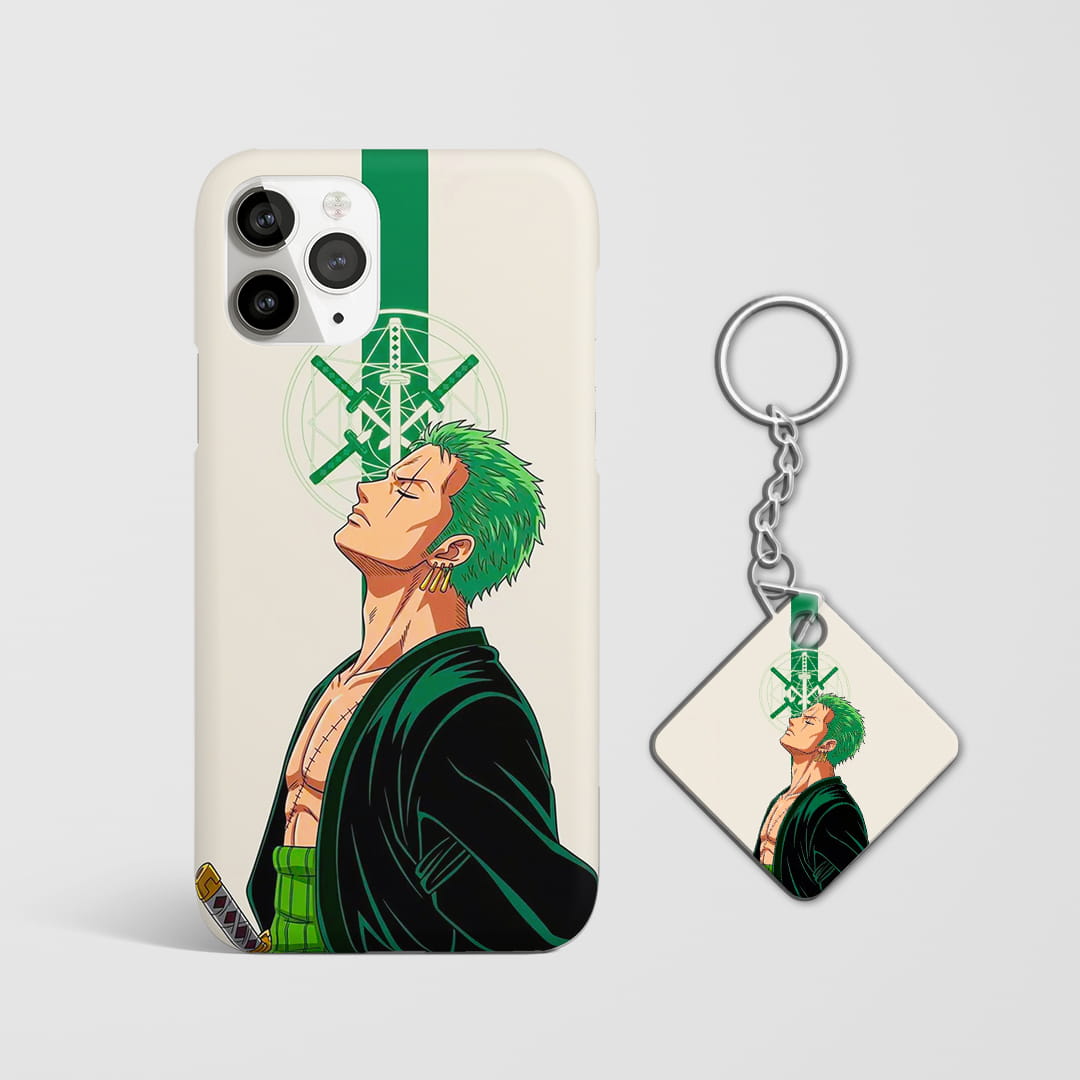 One piece zoro sword fighting mobile cover with Keychain