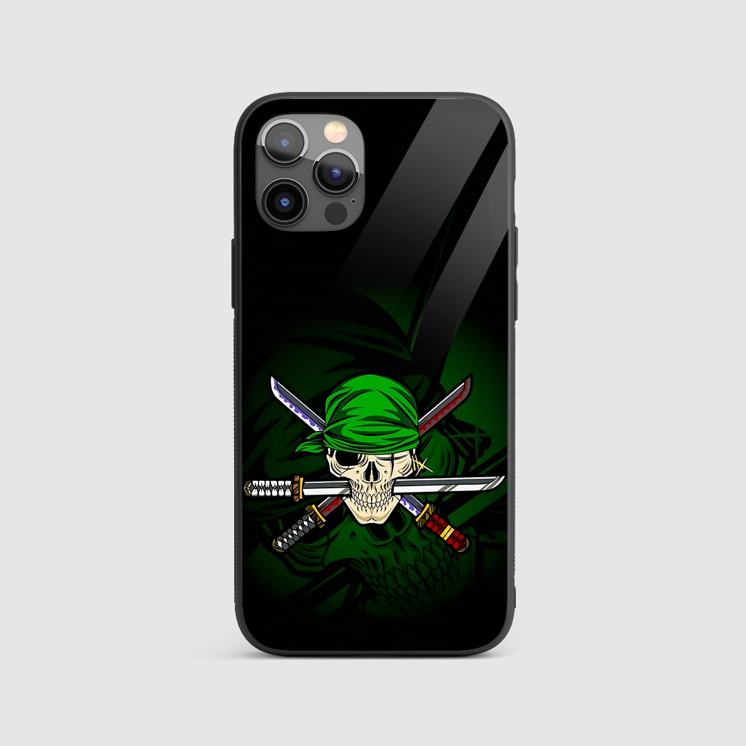 Zoro Symbol Silicone Armored Phone Case front view with pirate emblem.