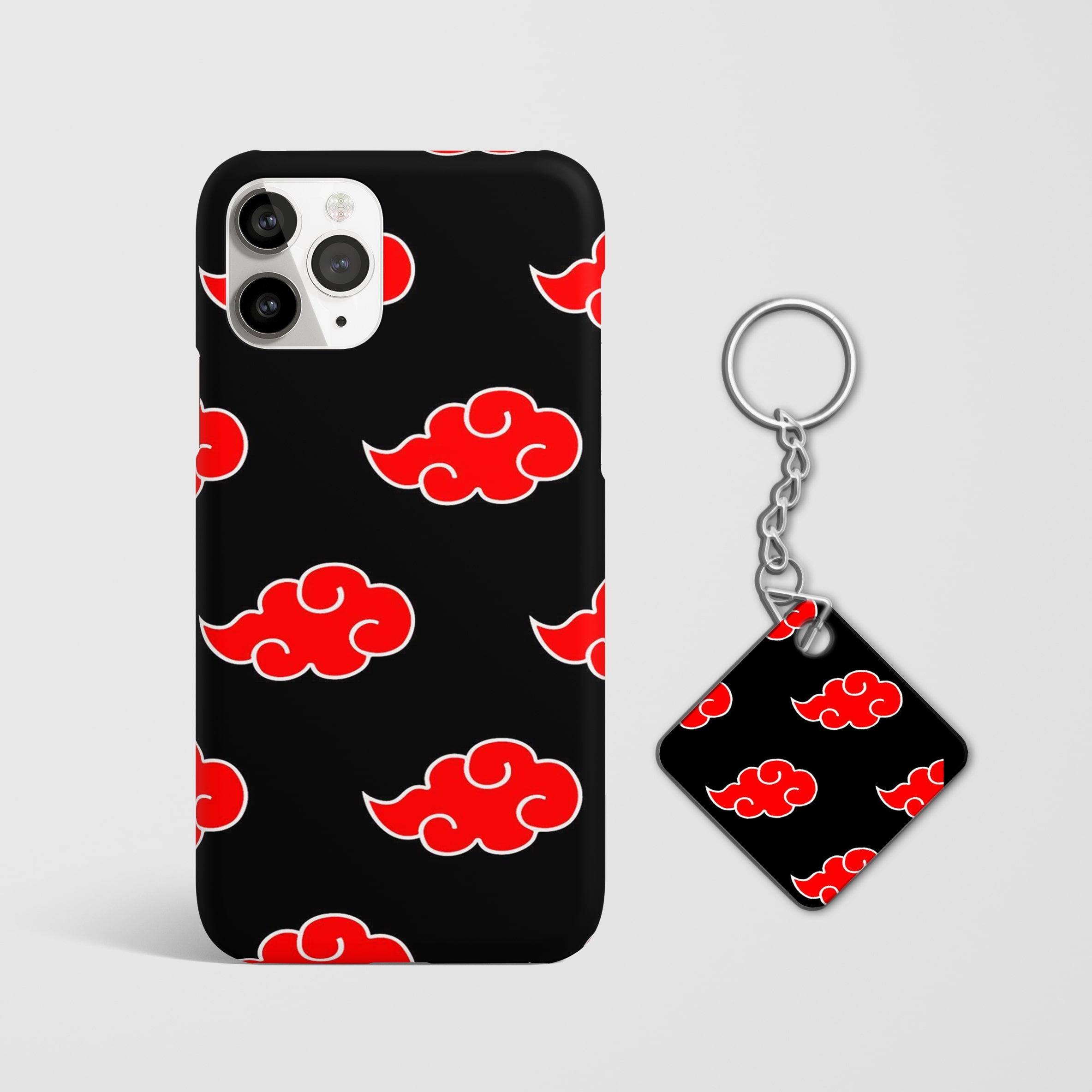 Akatsuki Red Cloud Phone Cover with Keychain