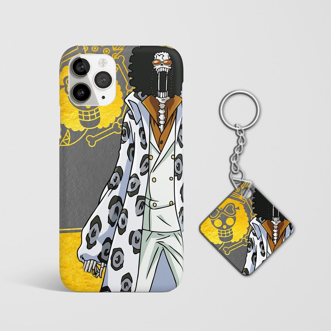 Close-up of Brook Skeleton Figure Phone Cover, showcasing detailed 3D matte design with Keychain.