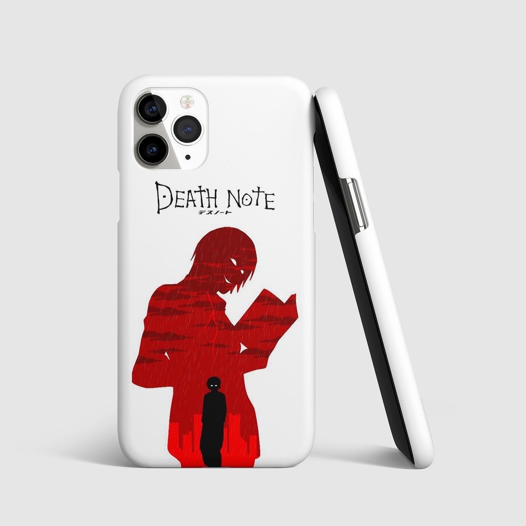 Subtle yet striking minimalist artwork from "Death Note" on phone cover.