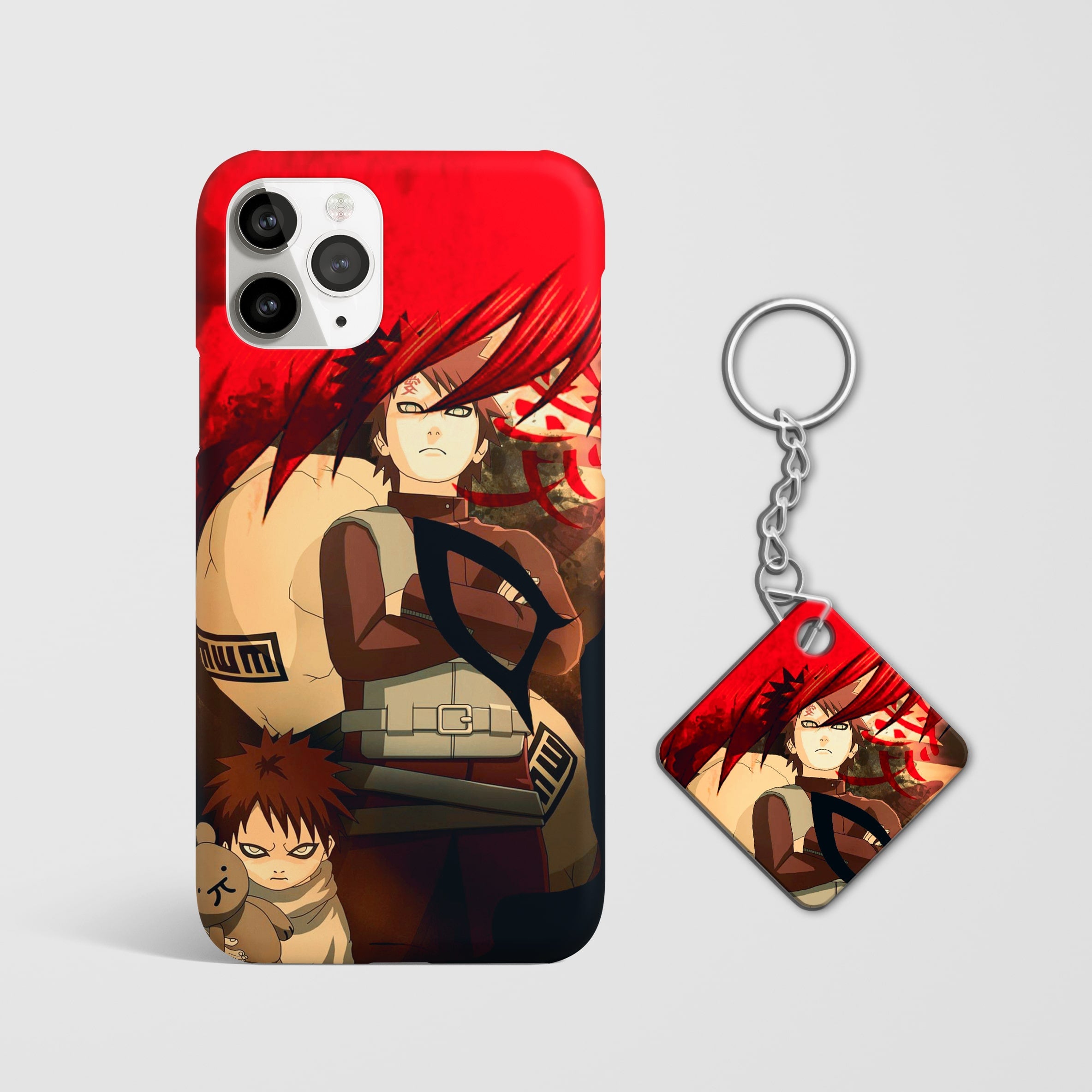 Close-up of the Gaara Phone Cover, showcasing the detailed 3D matte design with Keychain.