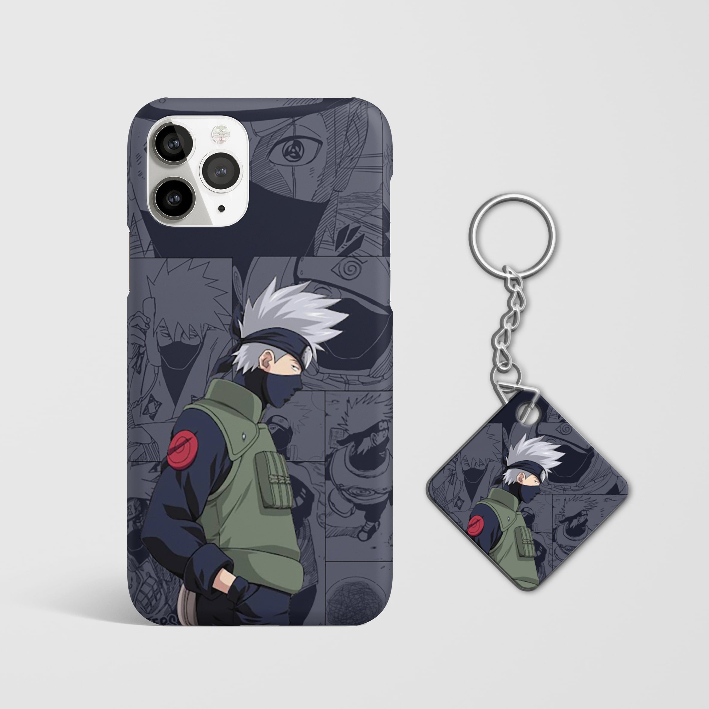 Close-up of the Kakashi Hatake Manga Phone Cover, showcasing the detailed 3D matte design with Keychain.