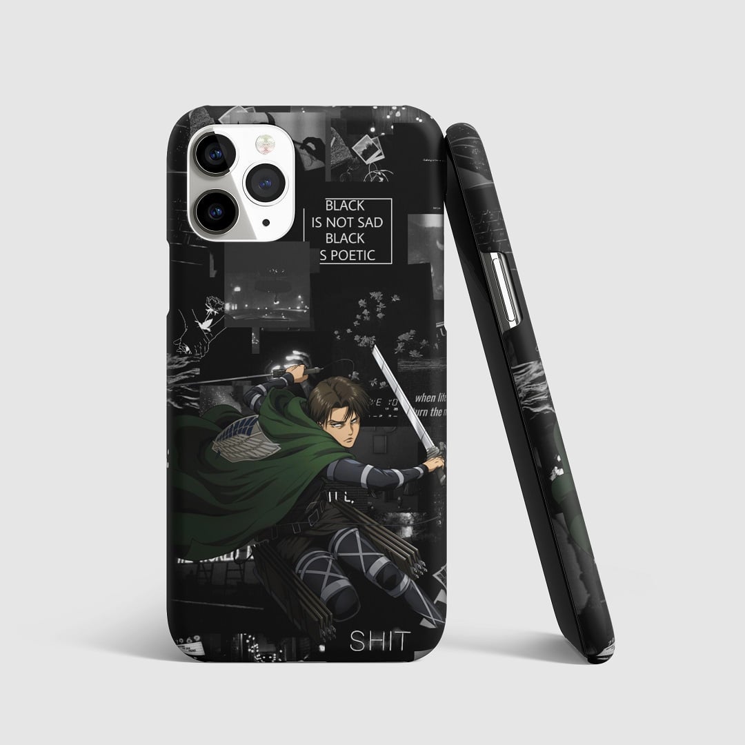 Powerful quote and striking artwork of Levi Ackerman from "Attack on Titan" on phone cover.