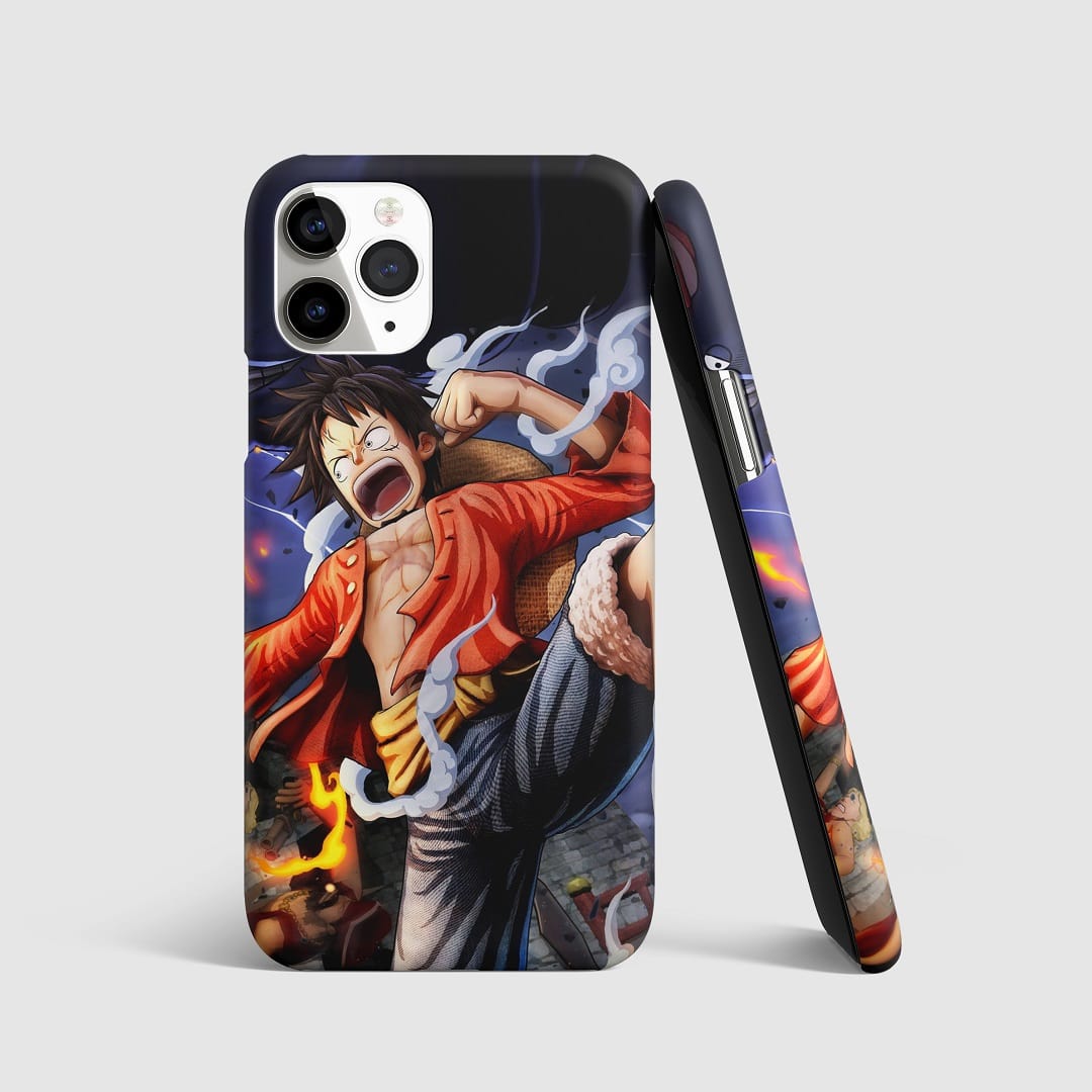 Luffy Gomu Gomu Phone Cover with 3D matte finish and iconic design.