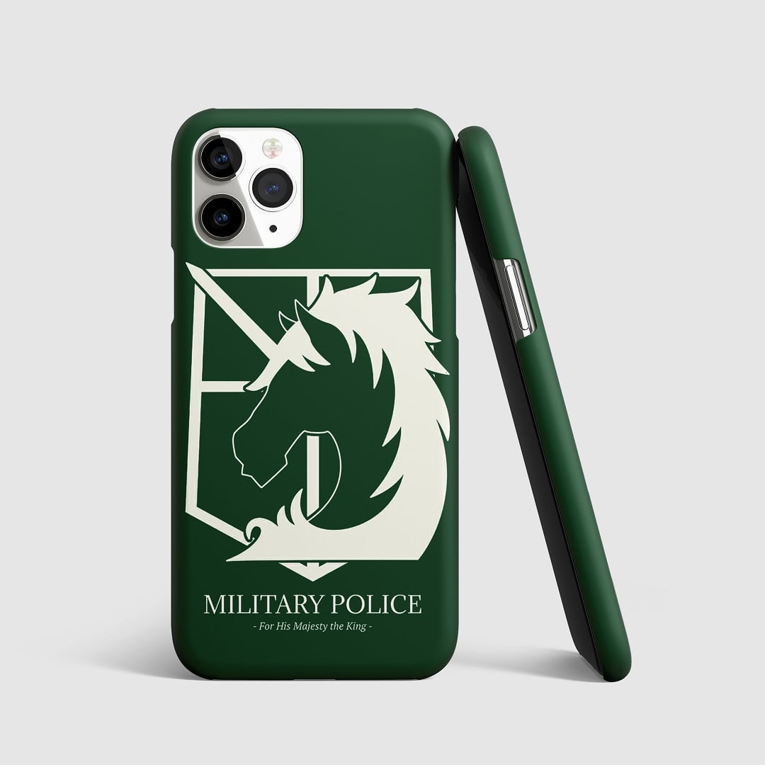 Emblematic crest of the Military Police Regiment from "Attack on Titan" on phone cover.