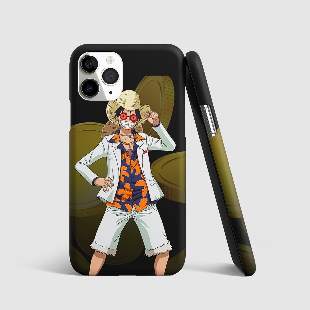 Monkey D Luffy Casino Phone Cover with 3D matte finish featuring Luffy in a casino setting.