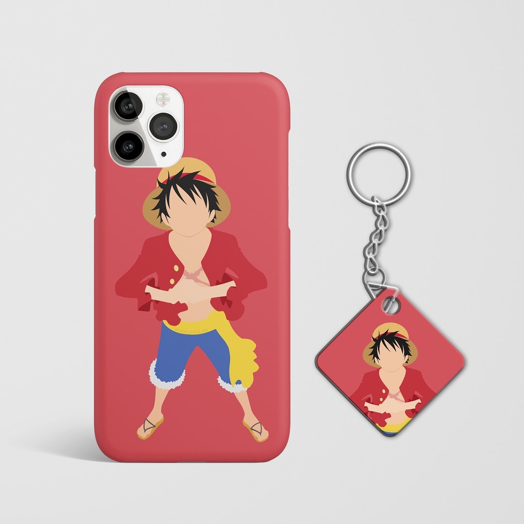 Close-up of Monkey D Luffy Red Phone Cover, highlighting the bold red color with Keychain.