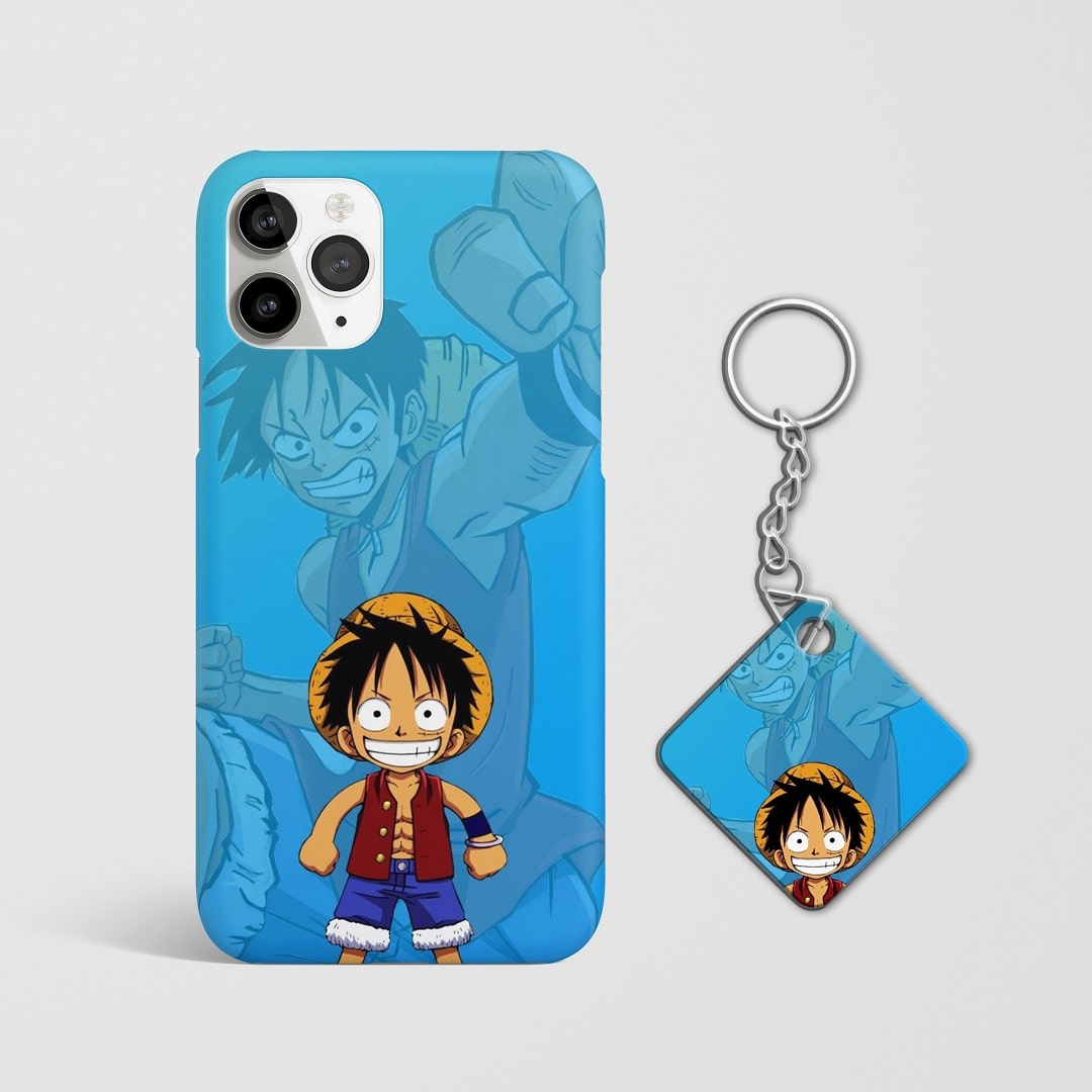Close-up of Monkey D Luffy Young Phone Cover, showcasing young Luffy design with Keychain .