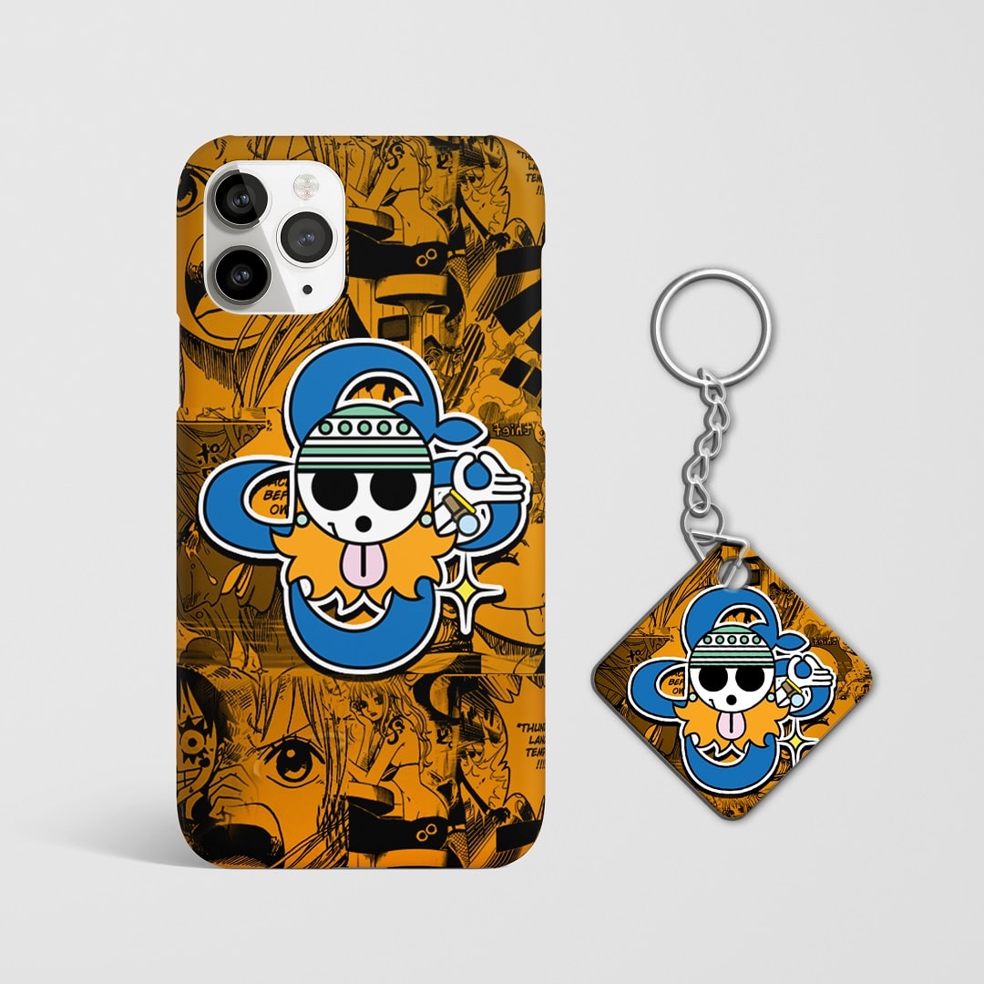 Close-up of Nami Symbol Design Phone Cover, highlighting Nami's iconic symbol with Keychain.