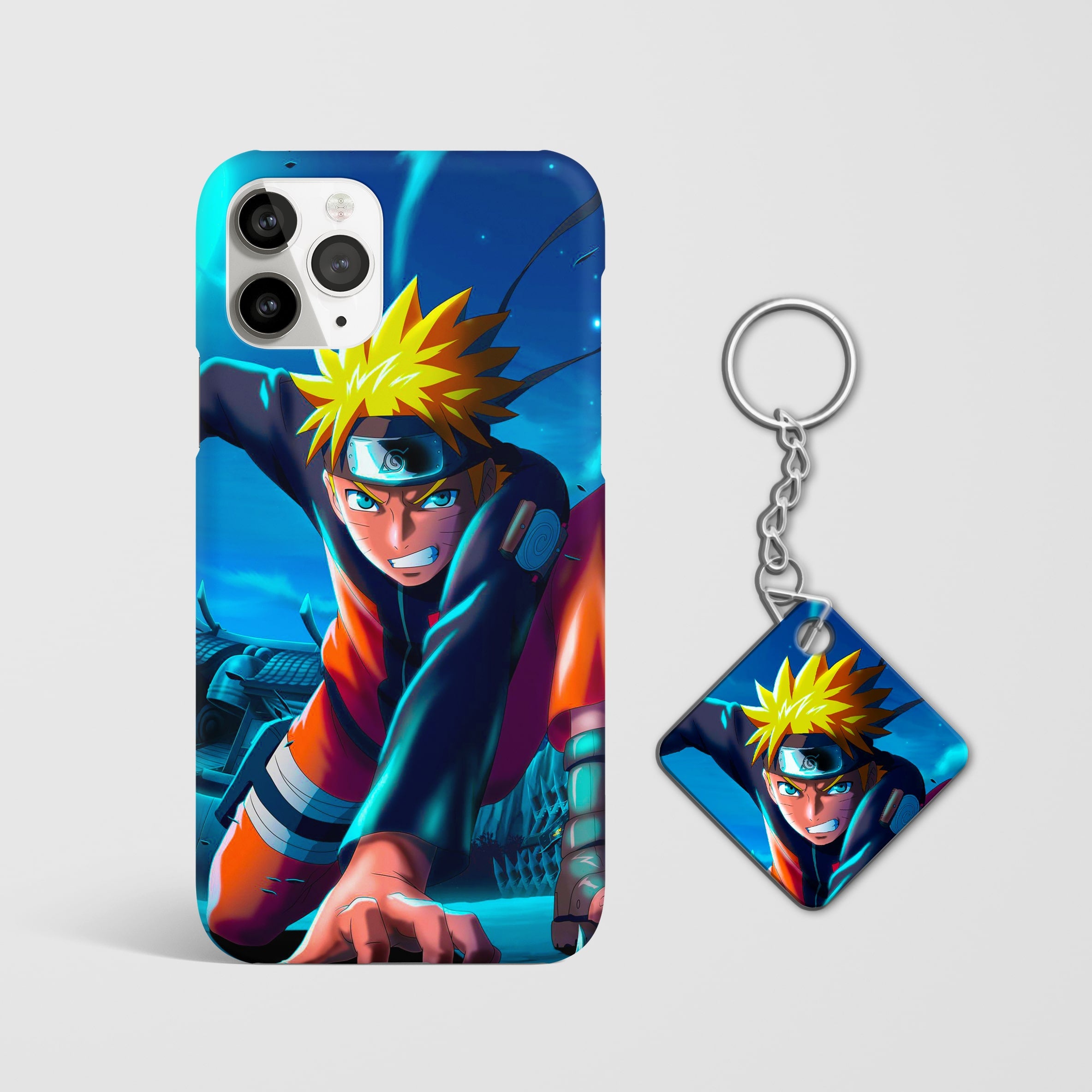 Close-up of the Naruto Ninjutsu Phone Cover, showcasing the detailed 3D matte design with Keychain.