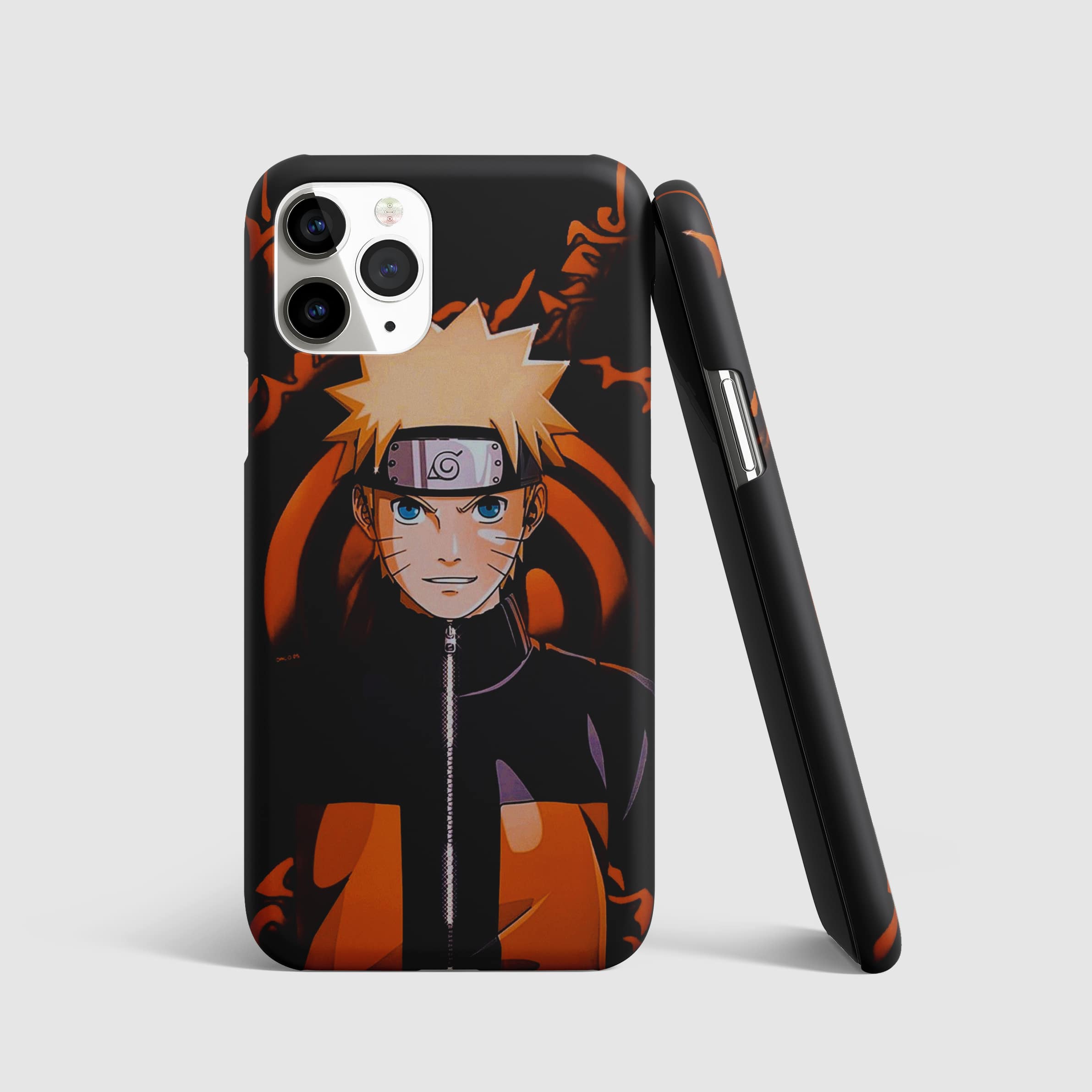 Naruto Orange Black Phone Cover with 3D matte finish, featuring bold orange and black design.