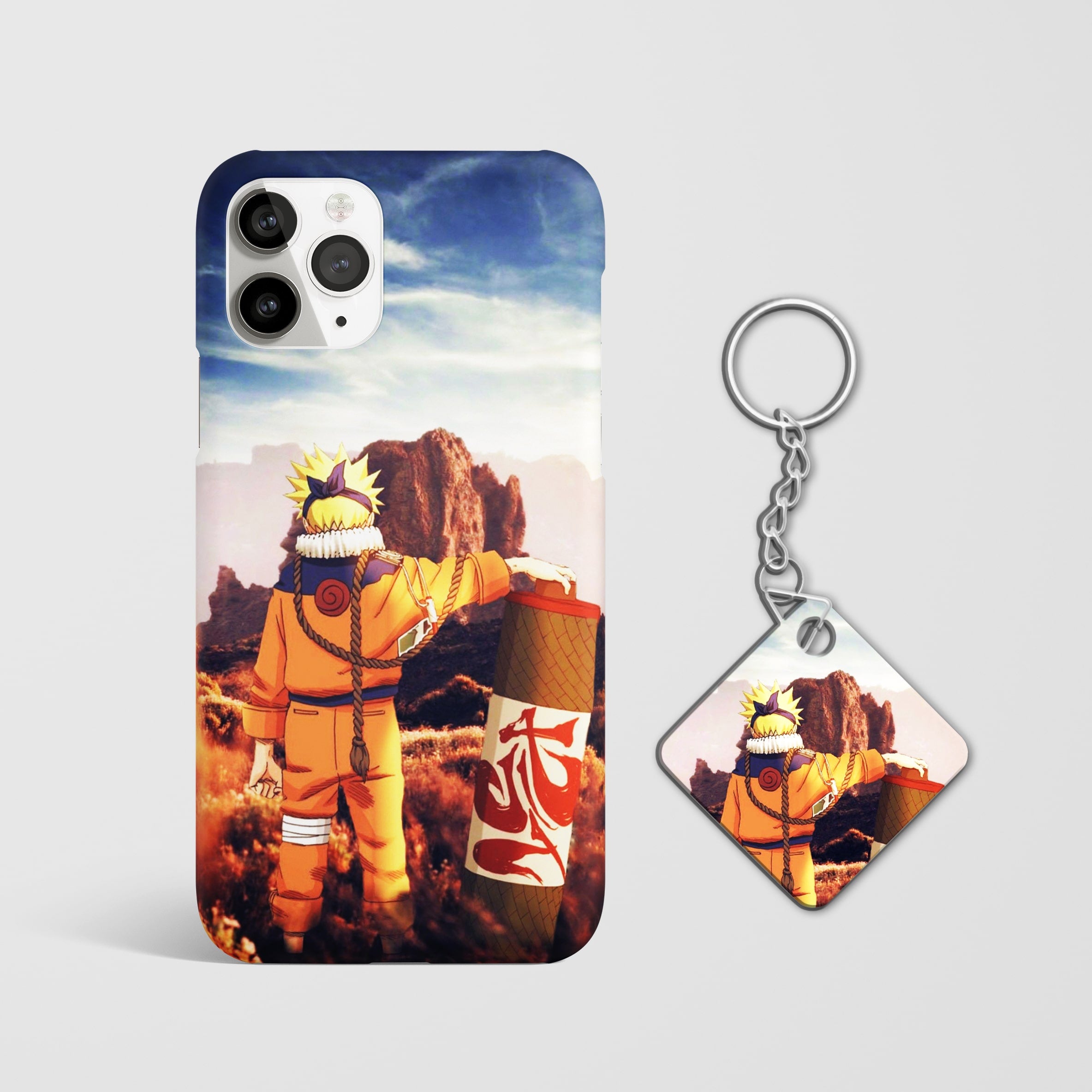 Close-up of the Naruto Scroll Phone Cover, showcasing the detailed 3D matte design with Keychain.