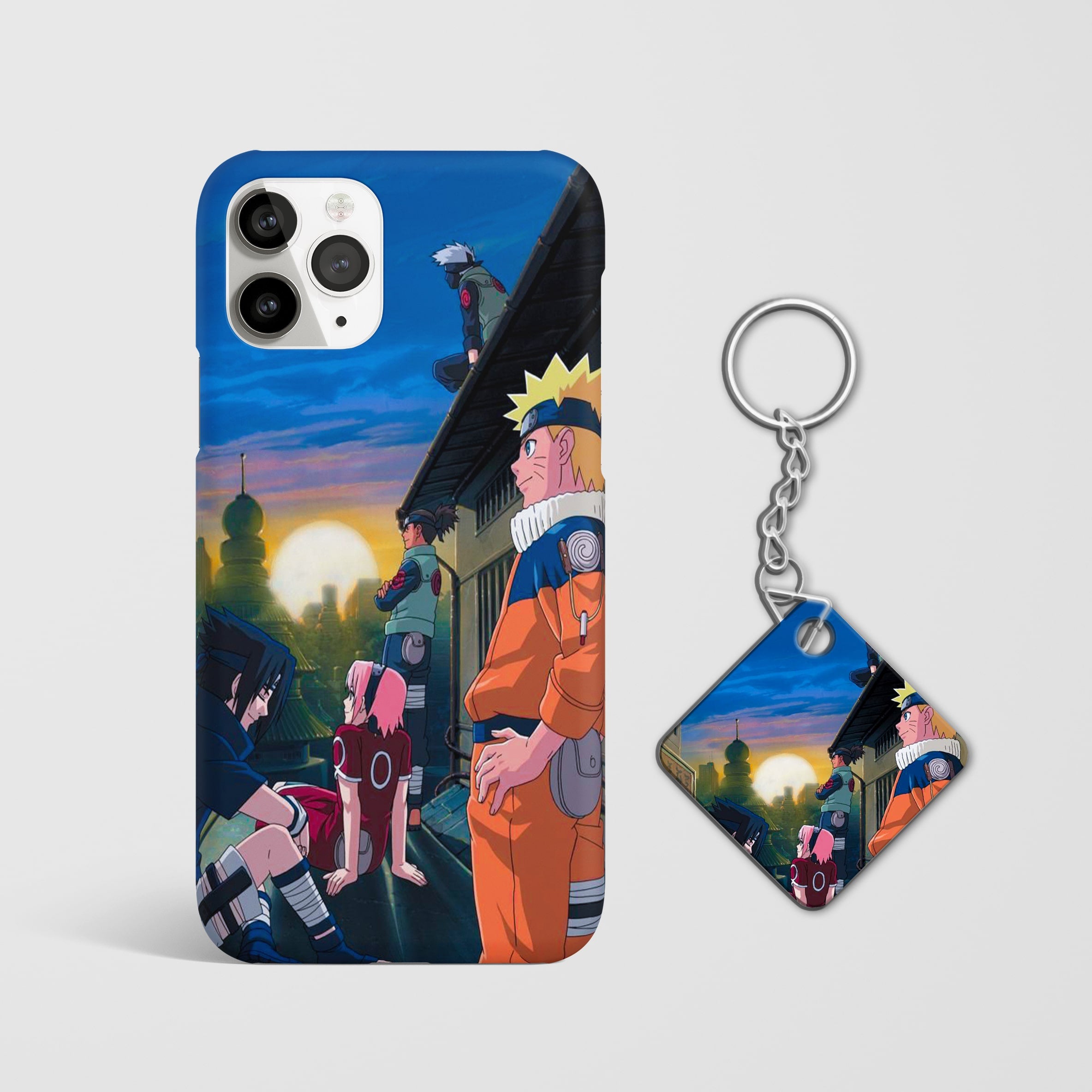Close-up of the Naruto Team Seven Phone Cover, showcasing the detailed 3D matte design with Keychain.